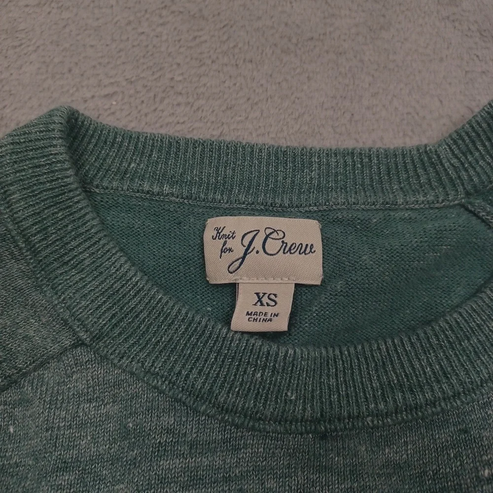 J Crew Sweater Womens‎ XS Green Pullover Crew Neck Casual Linen Blend